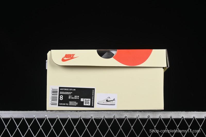 Nike Air Force 1 '07 Low Stussy Collaboration Grey Base Black Swoosh Casual Sneakers - XZ6188-761