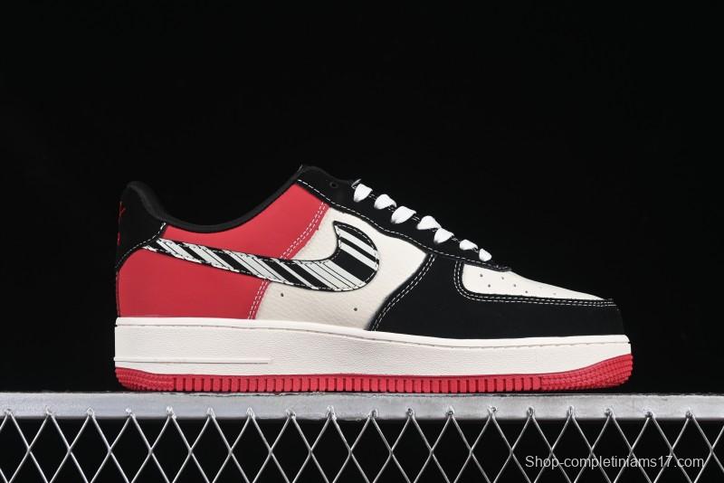 Nike Air Force 1'07 Low Dior Collaboration Red Black Zebra Print Casual Sneakers - KK1988-066