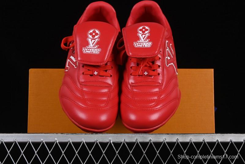 Louis Vuitton Footprint Soccer Low-Top Lifestyle Sneakers Round Toe Lace-Up Casual Shoes Red - AJF6