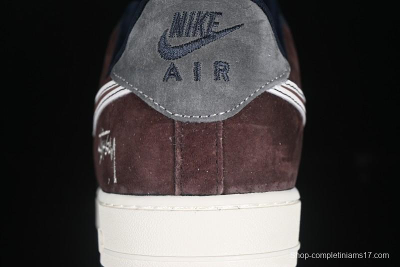 Nike Air Force 1 '07 Low Stussy Collaboration White Blue Chocolate Low-Top Casual Sneakers - KK1988-061