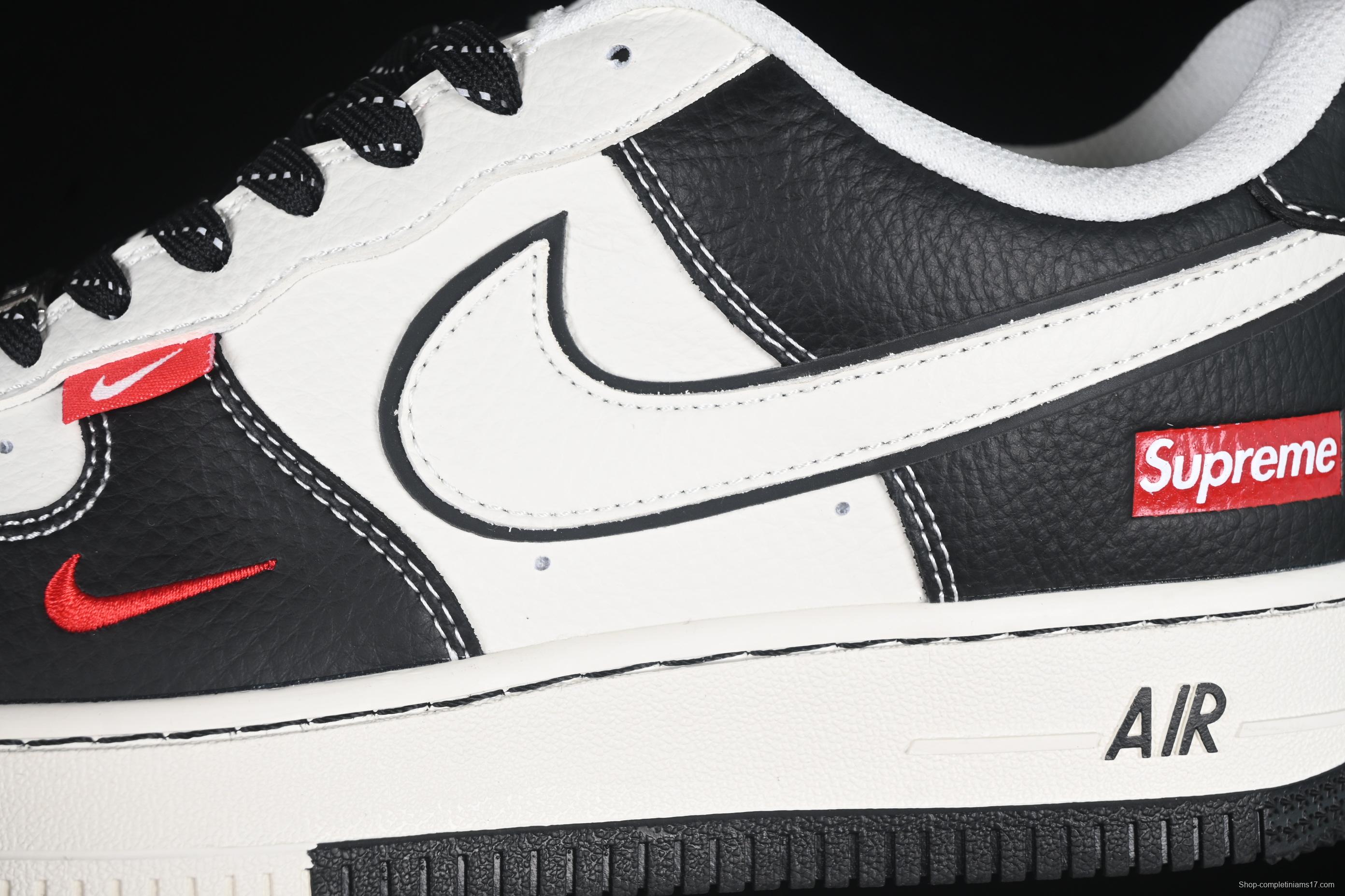 Nike Air Force 1 '07 Low Supreme Collaboration Two-Tone Red Swoosh Casual Sneakers - CS5288-004