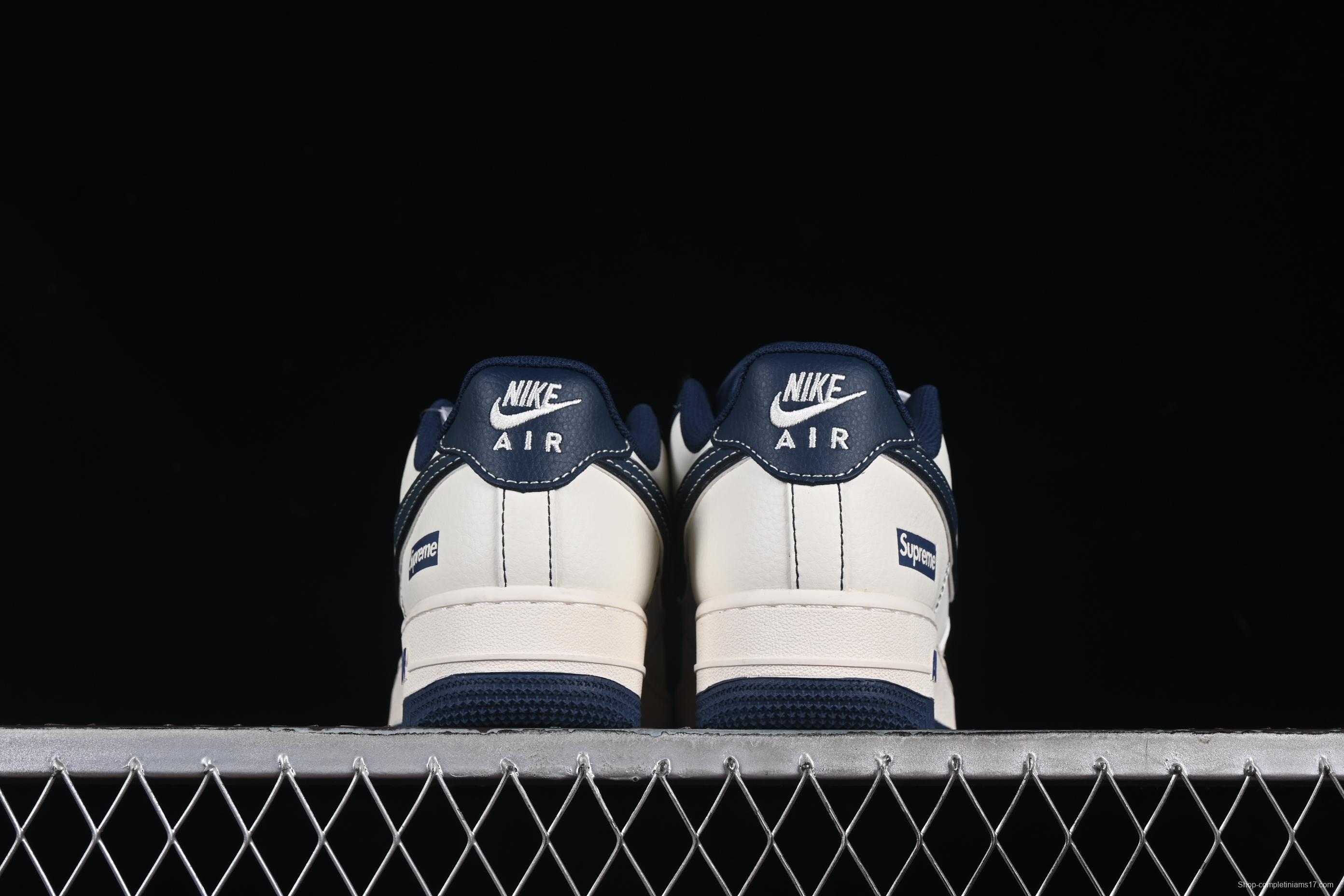 Nike Air Force 1 '07 Low Supreme Collaboration Dark Blue Swoosh Casual Sneakers - XS1958-524