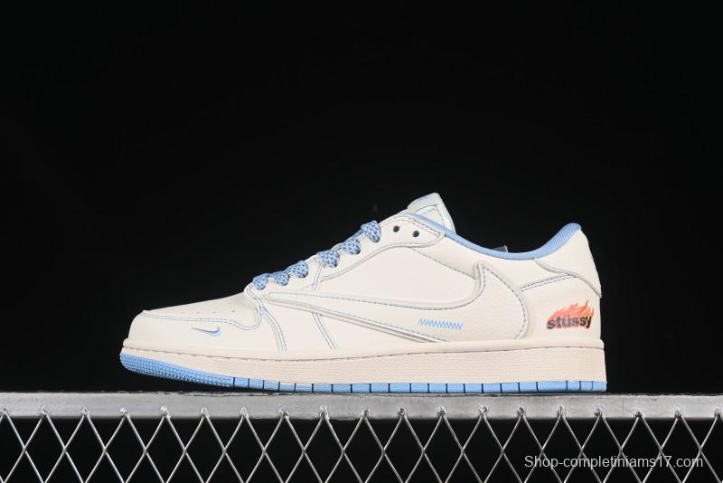 Nike Travis Scott x Fragment Design x Air Jordan 1 Low OG SP AJ1 Retro Sneakers with Unique Colorway - ZH2598-229