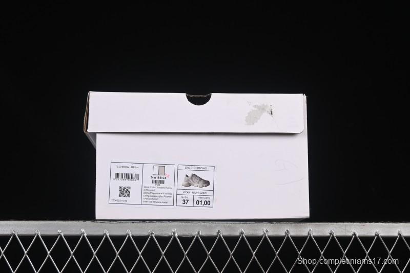 Dior Chrono Round Toe Lace-Up Lifestyle Casual Running Sneakers - 24W Beige