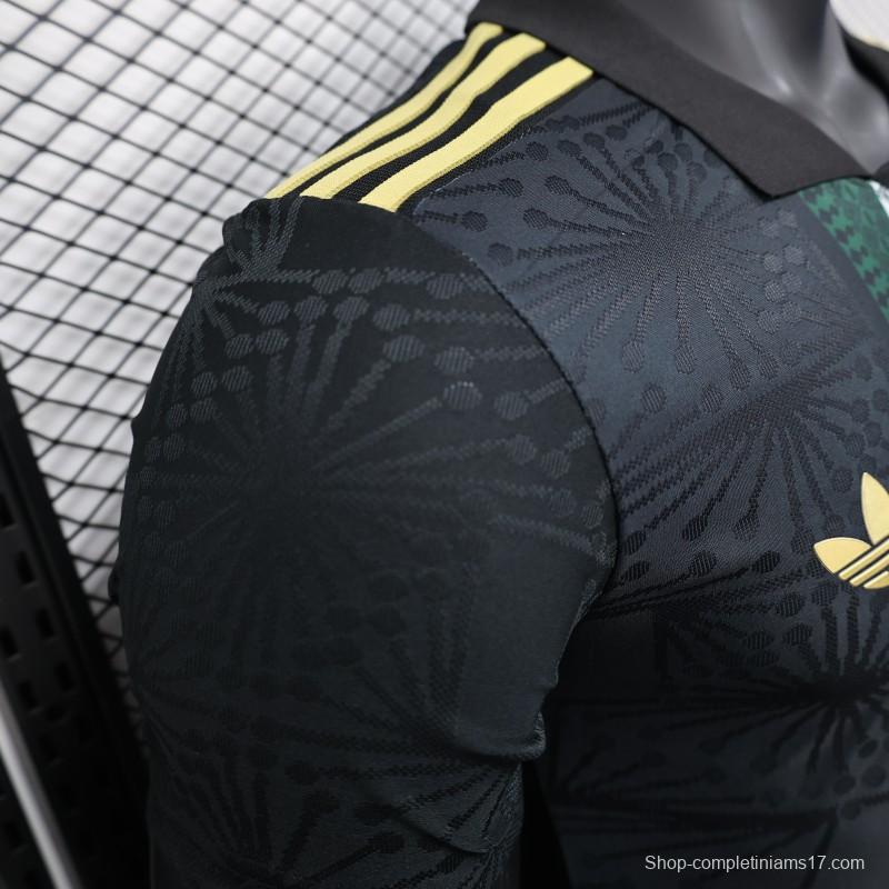 Player Version 2025 Mexico Black with Traditional Pattern Design Jersey