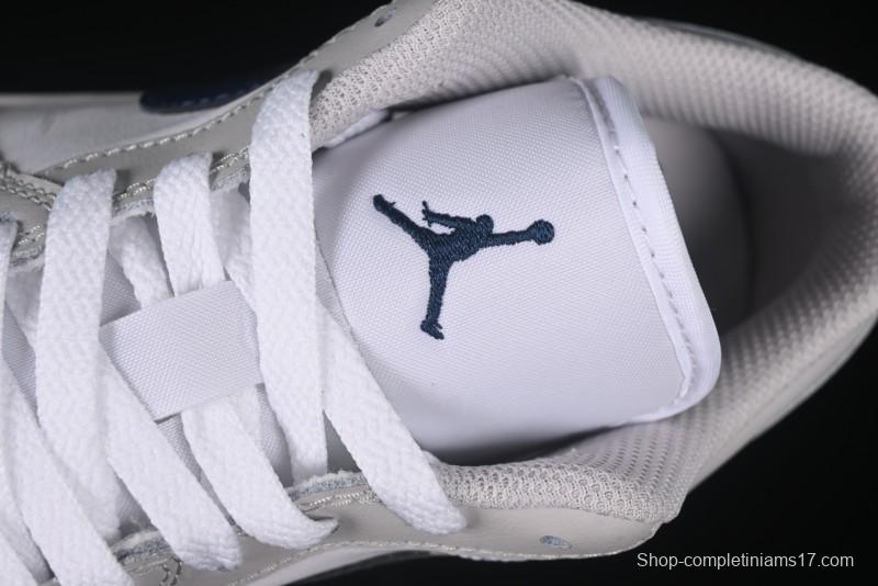 Nike Air Jordan 1 Low AJ1 Casual Sneakers with Blue Swoosh - 553558-146