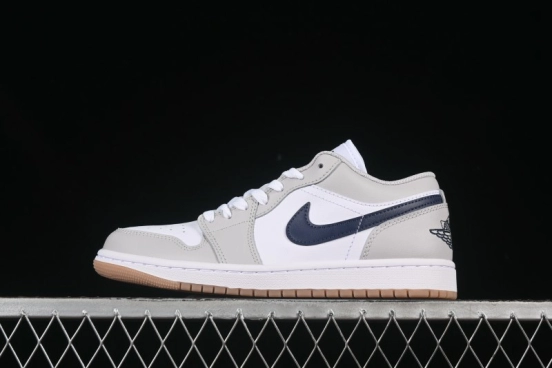 Nike Air Jordan 1 Low AJ1 Casual Sneakers with Blue Swoosh - 553558-146