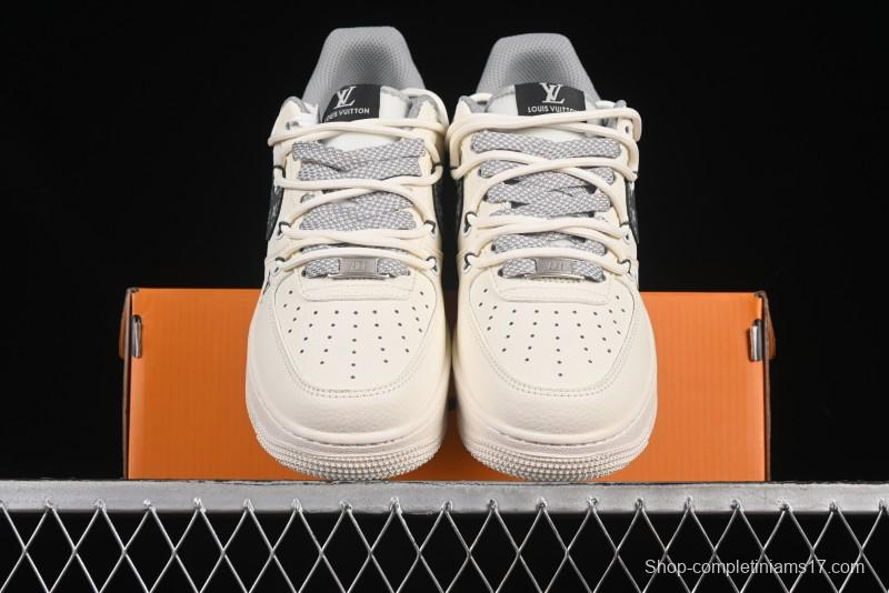 Nike Air Force 1 '07 Low LV Collaboration Two-Tone Grey Pattern Lace-Up Casual Sneakers - DM6868-063
