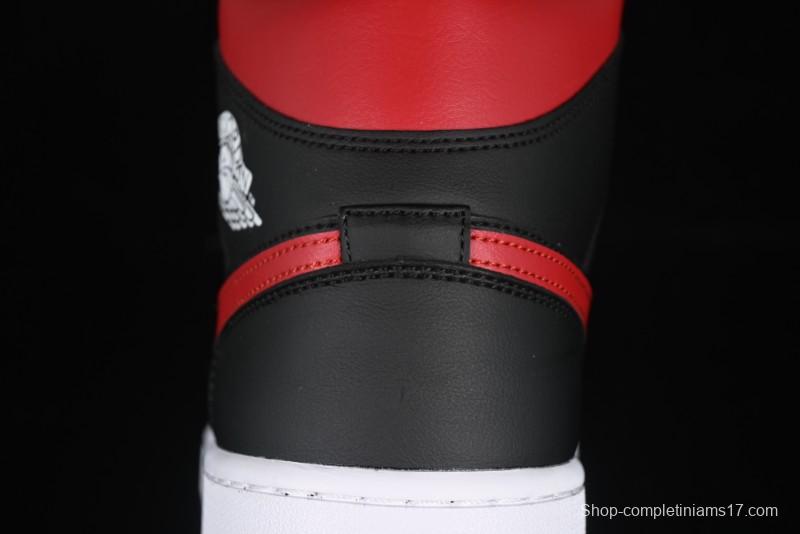 Nike Air Jordan 1 Mid AJ1 Black Red Mid-Top Casual Sneakers - DQ8426-067