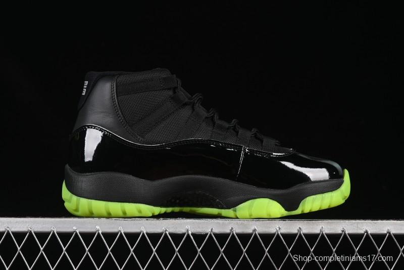 Nike Air Jordan 11 Retro CT8012-003 Basketball Shoes in Black & Guacamole Green