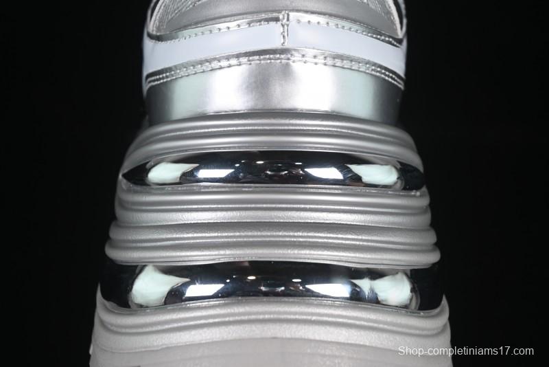 GG-CC Chunky Low Casual Fashion Sneakers with Thick Sole and Height Increasing Design - 2607 Silver