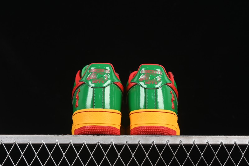 Nike Air Force 1'07 Low Lil Yachty Collaboration Casual Sneakers with Patent Leather and Multicolor Design - IH4383-300