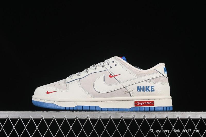 Nike SB Dunk Low Anniversary Custom Collaboration Triple Swoosh Cream White Blue Sole Low-Top Casual Skate Shoes - SC9207-411