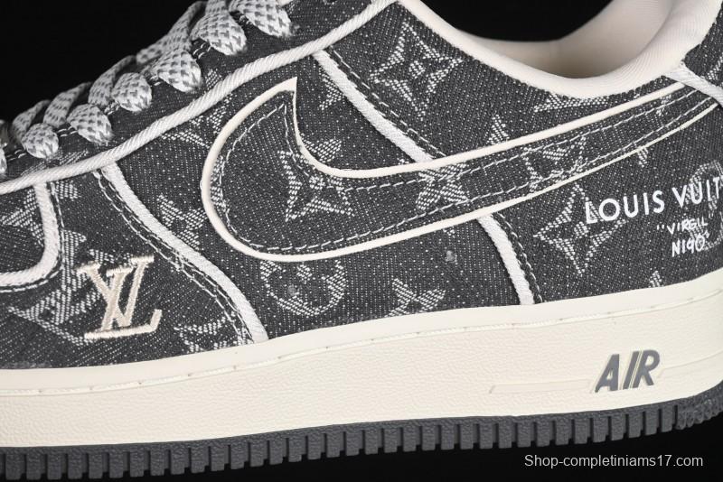 Nike Air Force 1'07 Low LV Collaboration Black Denim Casual Sneakers - SC9207-530