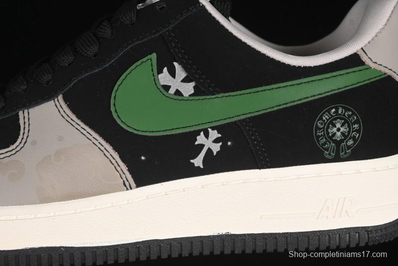 Nike Air Force 1'07 Low Chrome Hearts Collaboration Black Green Swoosh Casual Sneakers - KK1988-074