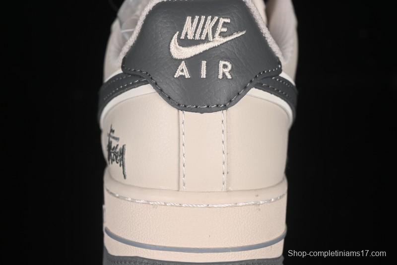 Nike Air Force 1 '07 Low Stussy Collaboration Pig Grey Swoosh Grey Sole Casual Sneakers - XX3168-126