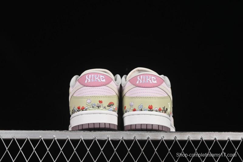 Nike Dunk Low Mushroom Floral-Themed Low-Top Casual Skate Shoes - IB8876-661