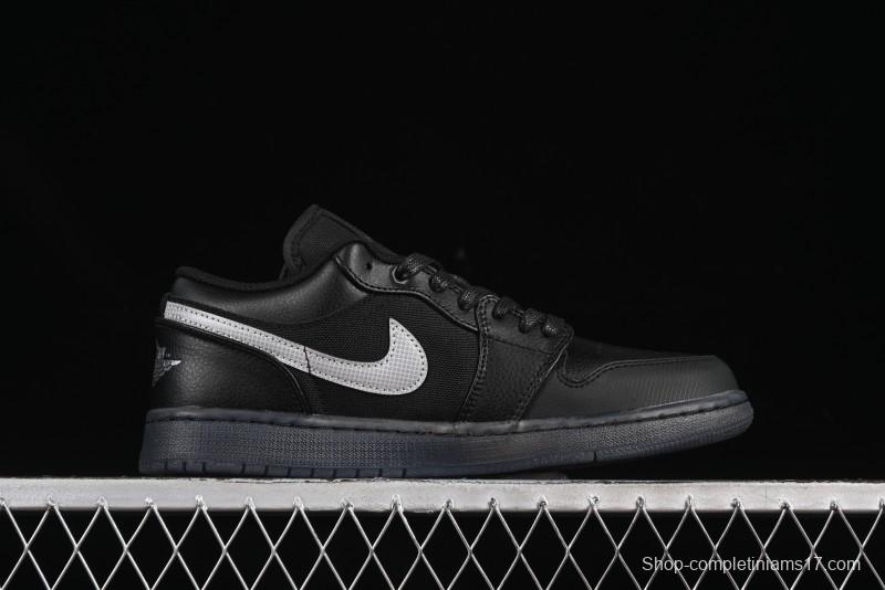 Nike Air Jordan 1 Low AJ1 Basketball Shoes Black White Canvas Leather Panel - HV5968-001