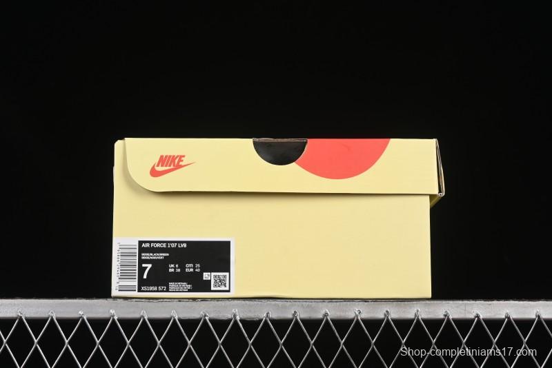 Nike Air Force 1 '07 Low Stussy Collaboration Black Green Swoosh Casual Sneakers - XS1958-572