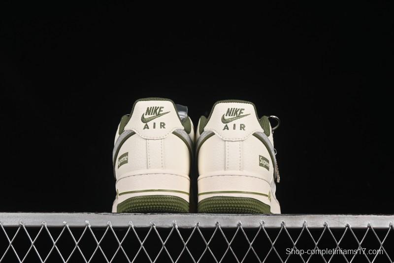 Nike Air Force 1 '07 Low Supreme Collaboration Military Green Multi Swoosh Casual Sneakers - XX3168-148