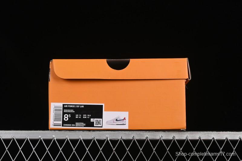 Nike Air Force 1 '07 Low LV Collaboration Two-Tone Red Heel Drawstring Casual Sneakers - DM6868-084