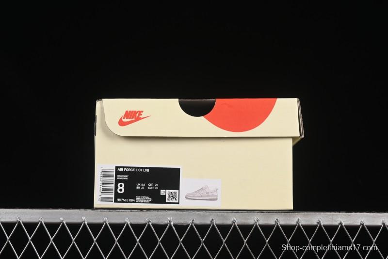 Nike Air Force 1 '07 Low Stussy Collaboration Beige Mini Swoosh Casual Sneakers - HH7518-064