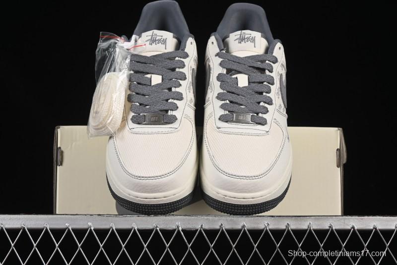 Nike Air Force 1'07 Low Stussy Collaboration Woven Fabric Low-Top Casual Sneakers - BZ6808-101
