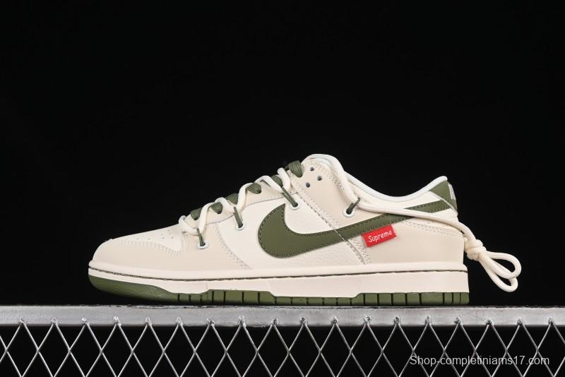 Nike SB Dunk Low Sup Anniversary Customized Low-Top Skateboarding Shoes with Strap and Green Swoosh - DM6868-090
