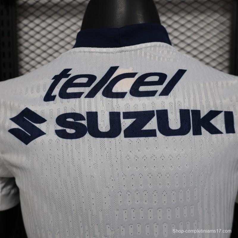 Player Version 25/26 Club America Away White with Navy and Gold Eagle Crest Jersey