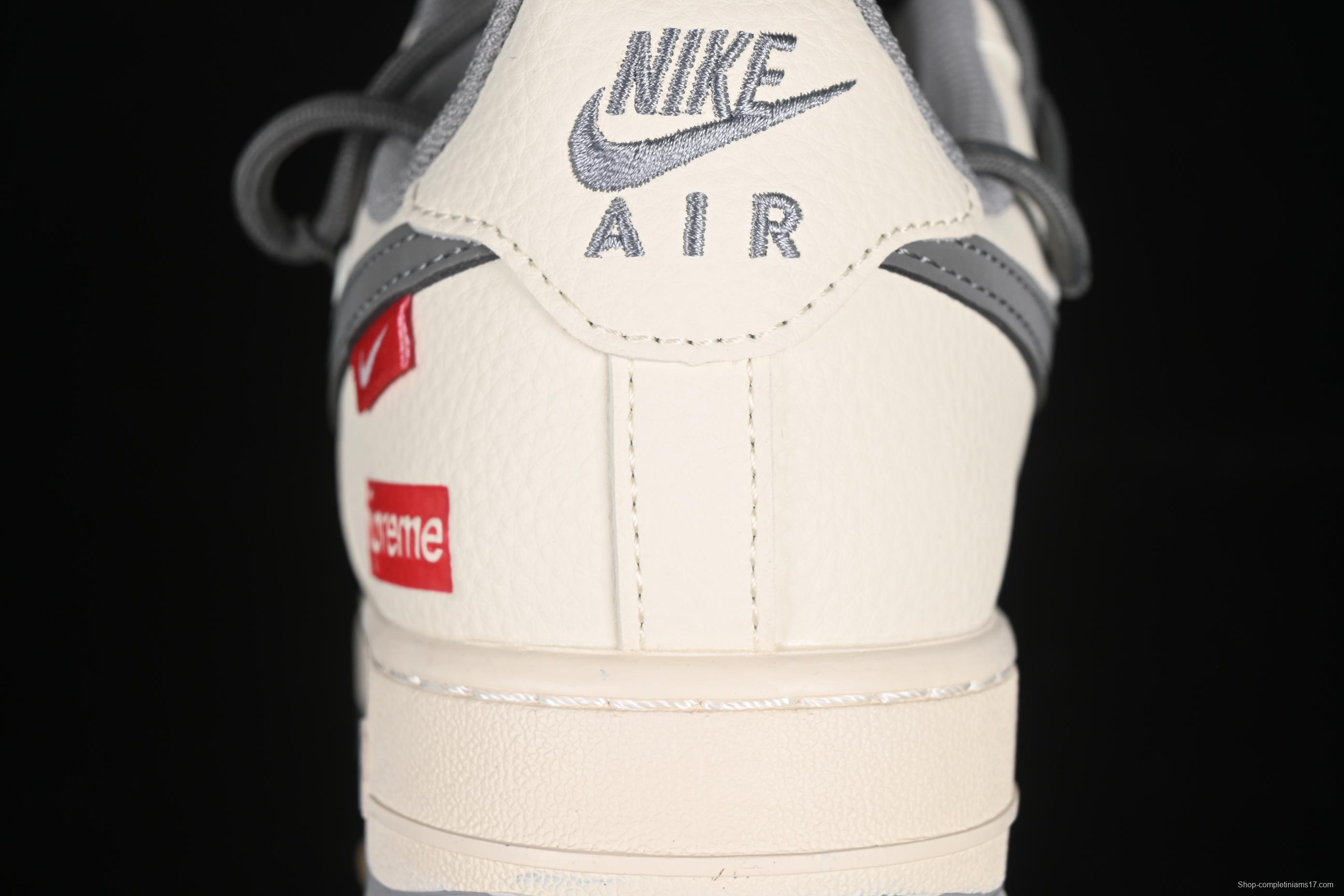 Nike Air Force 1 '07 Low Supreme Collaboration Dual-Tone Gray Lace-Up Casual Sneakers - DM6868-071
