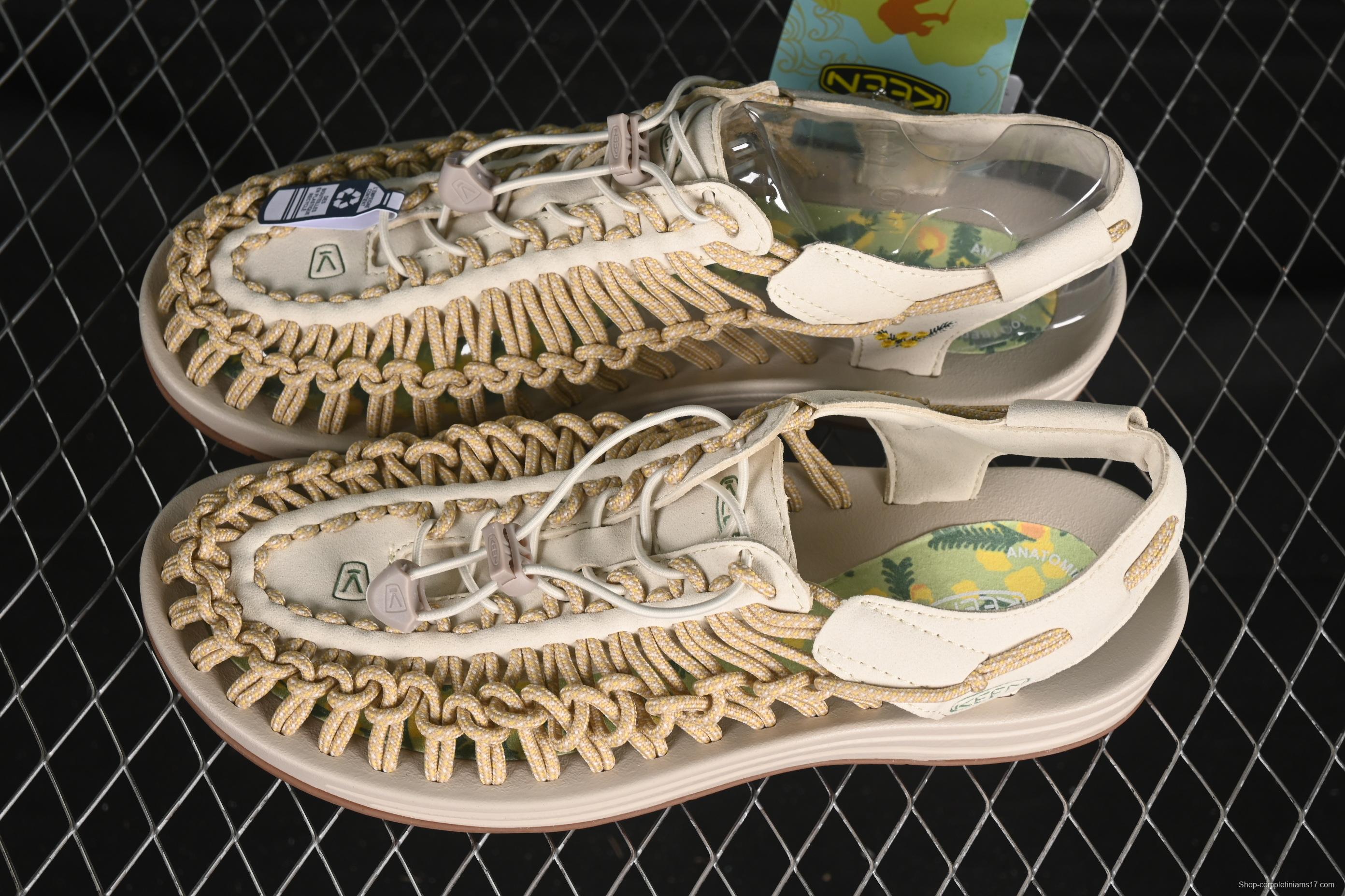 Keen Uneek Flat-M Woven Elastic Strap Casual Outdoor Water Sandals for Hiking and Wading - 1025169 MIMOSA