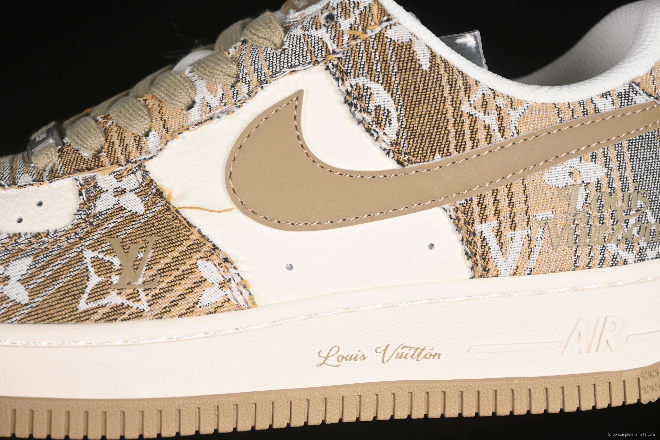 Nike Air Force 1'07 Low LV Collaboration Khaki Print Denim Casual Sneakers - XS1958-582