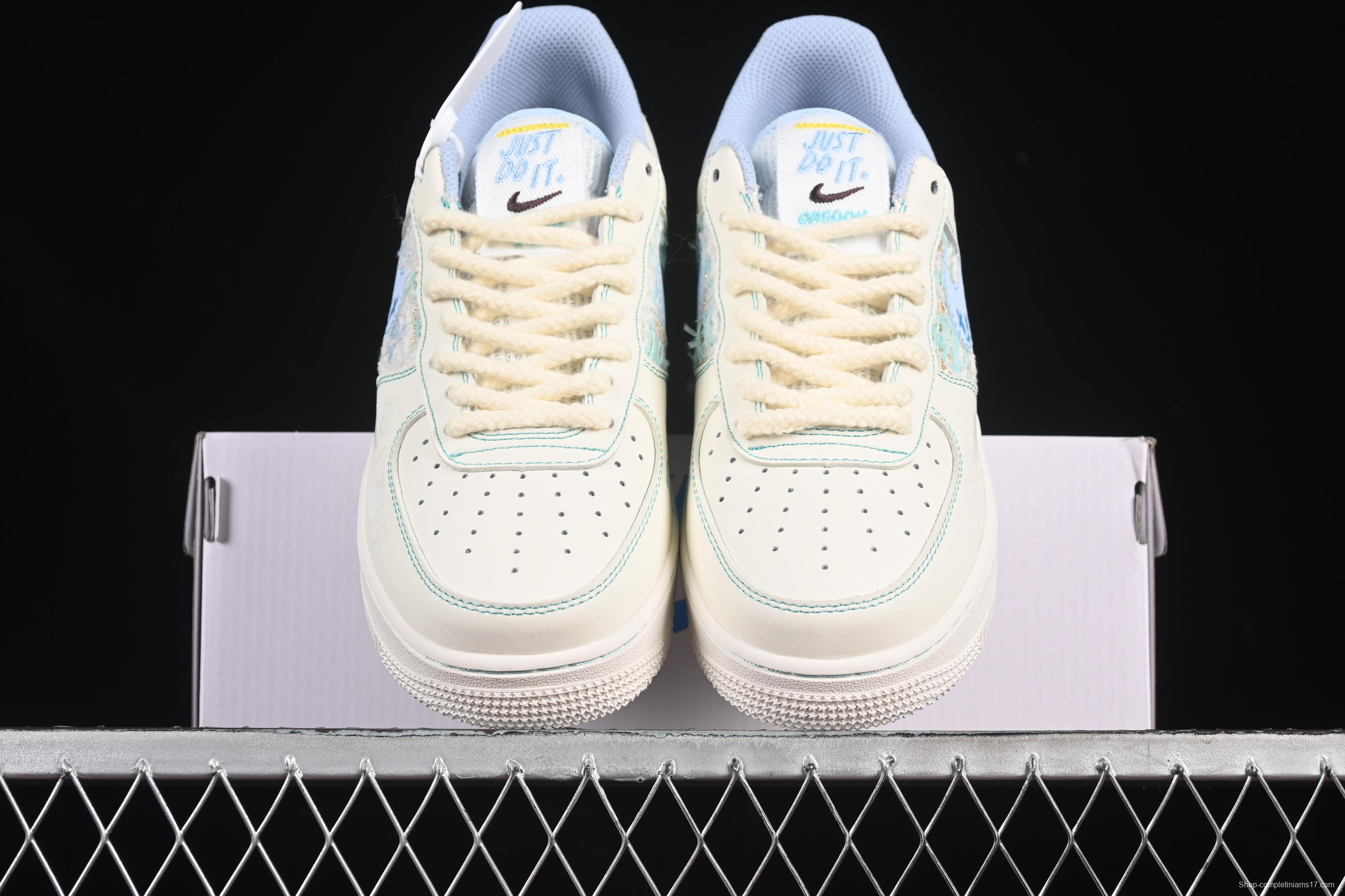 Nike Air Force 1'07 Low "Love Words" Casual Sneakers with Blue Romantic Design - FJ7740-510