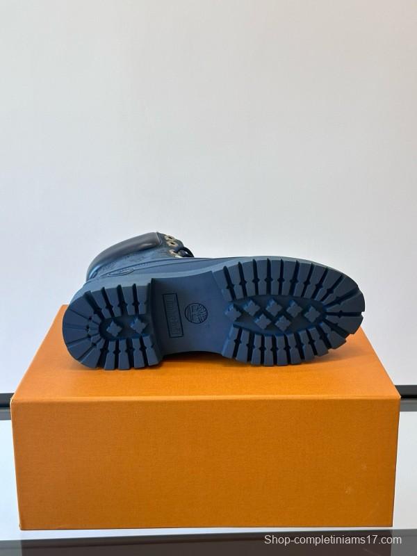 2024 Men Louis Vuitton Blue Leather Ankle Boots MJ00390