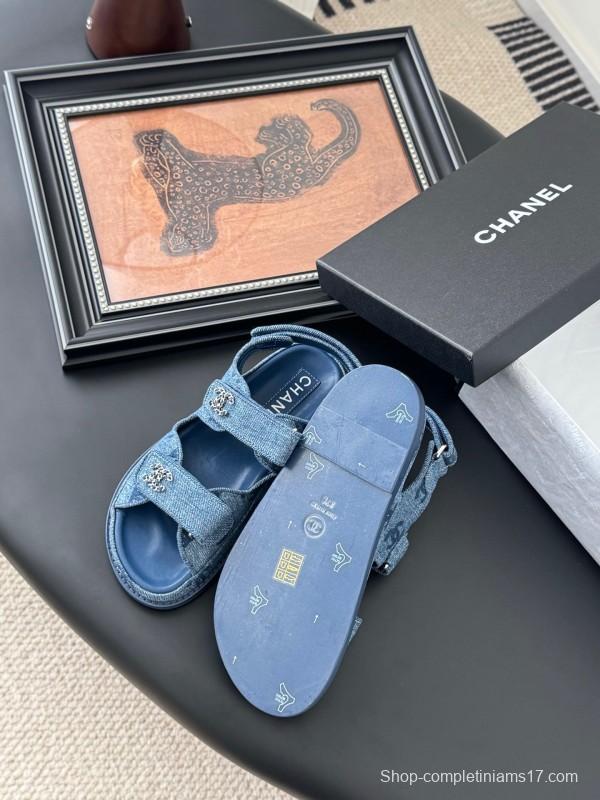 2025 Women Chanel Blue Denim Sandals LY00320