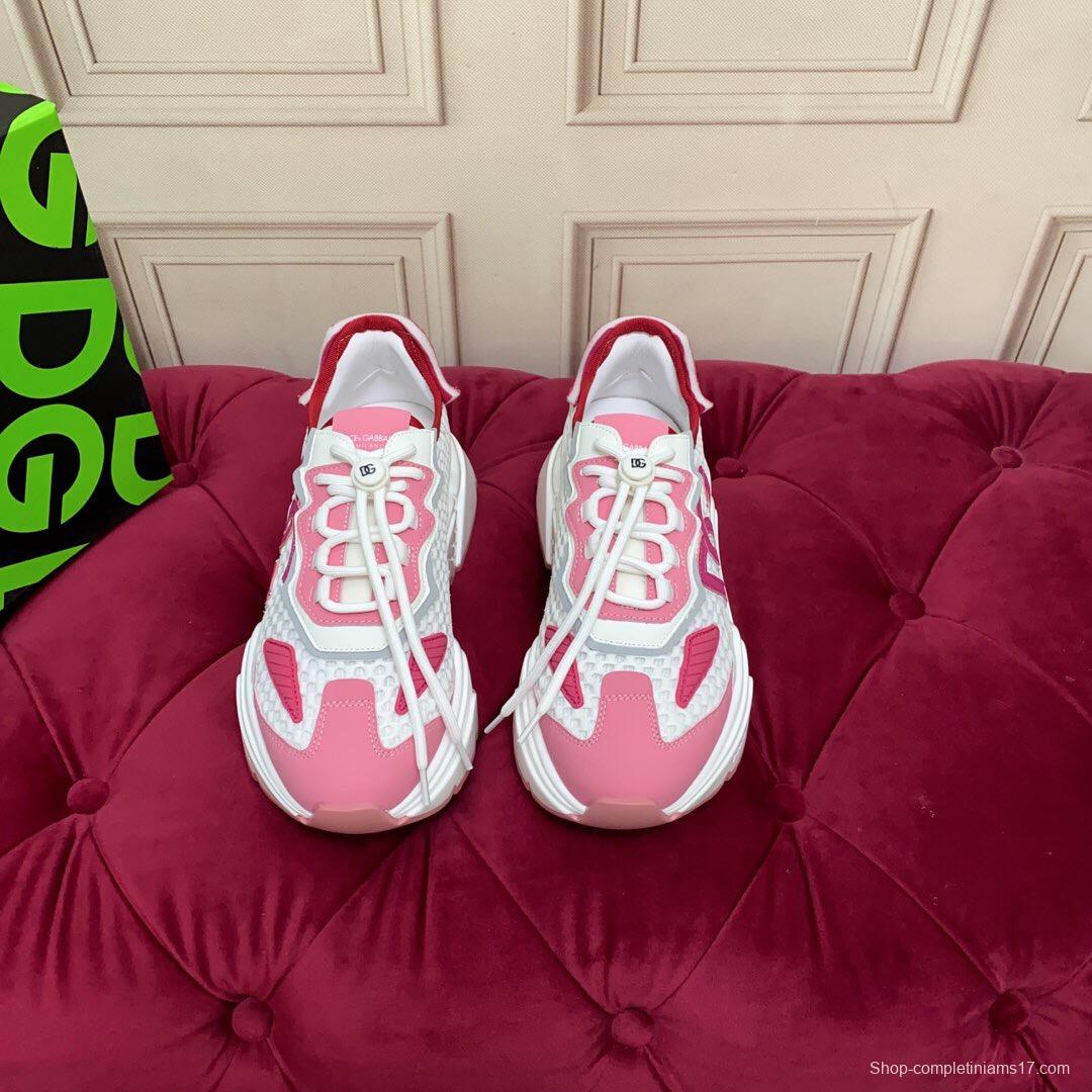 2025 Women Dolce & Gabbana White Pink Mesh Sneakers LY00330(F)
