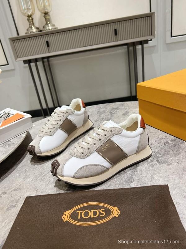 2025 Women TOD'S White Beige Suede Nylon Sneaker KFY00330