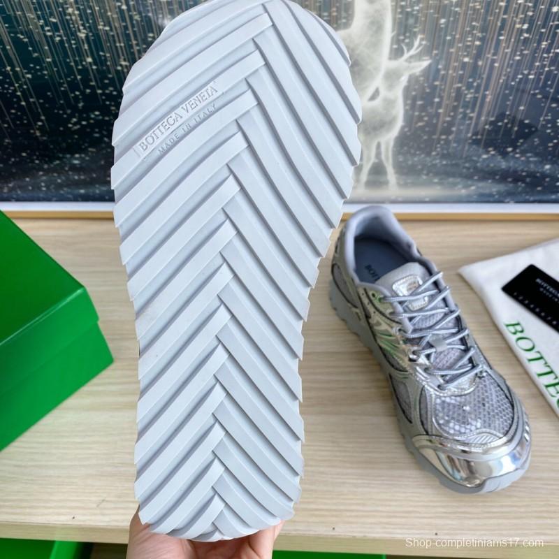 2025 Unisex Bottega Veneta Silver Grey Mesh TPU Runner Sneakers LY00310