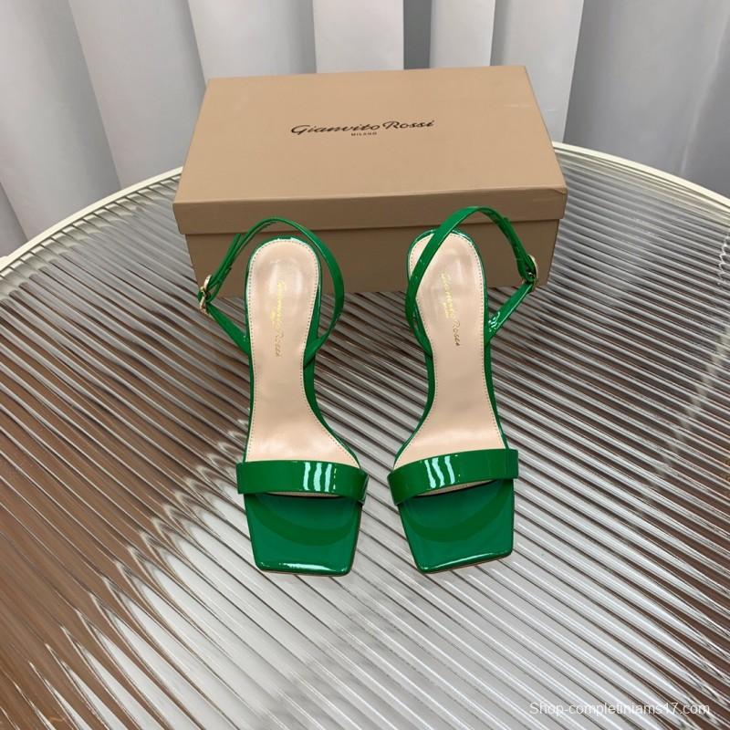 2025 Women Gianvito Rossi Green Patent Leather Sandals