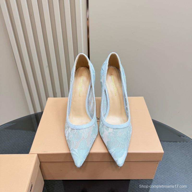 2025 Women Gianvito Rossi Light Blue Lace High Heel KFY00280
