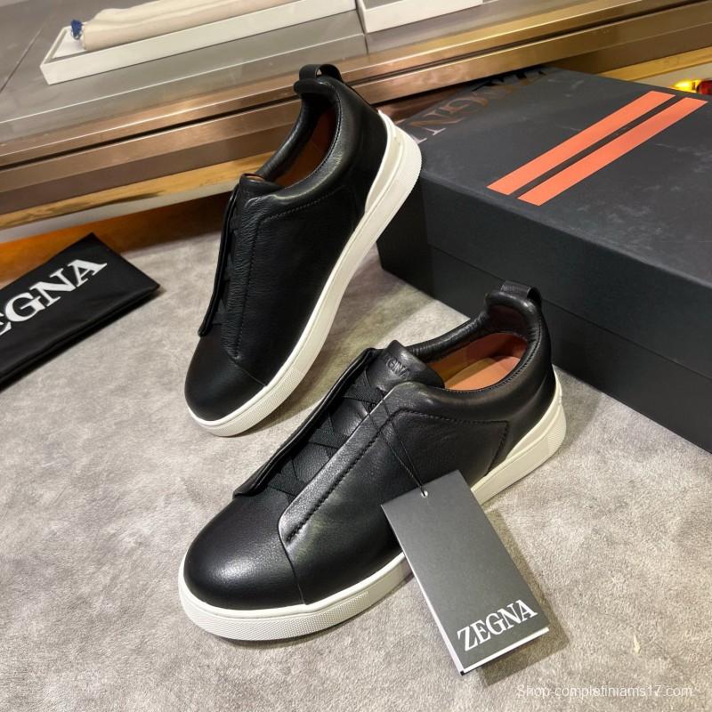 2024 Men Ermenegildo Zegna Black Calfskin Sneakers