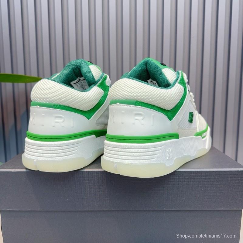 2024 Unisex Amiri White Green Leather Mesh Sneakers MJ00360