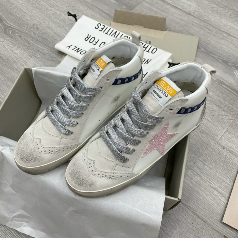 2024 Unisex GGDB White Pink Blue Leather Suede High Top Sneakers MJ00300