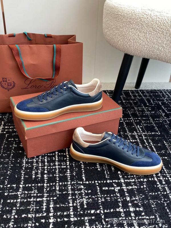 2024 Unisex Le Parmentier Blue Navy Leather Suede Plimsolls MJ00320