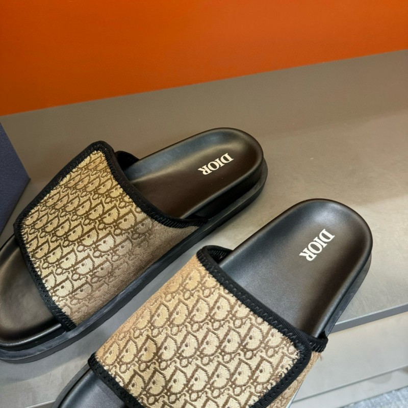 2024 Dior beige black canvas slippers MJ00180