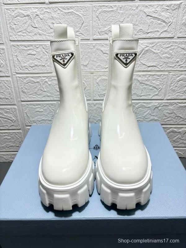 2024 Women Prada White Leather Boots MJ00380