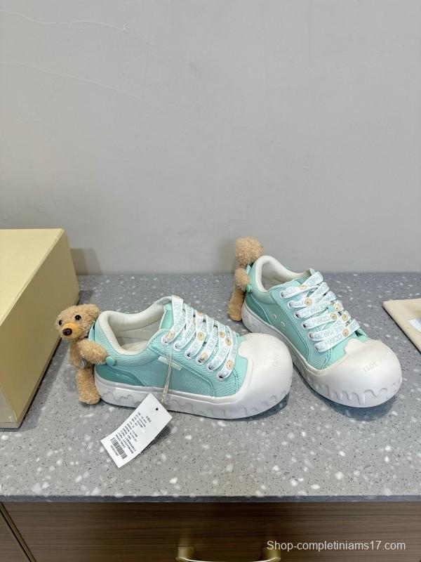 2025 Women 13DE MARZO Light Blue White Canvas Leather Casual Shoe KFY00280