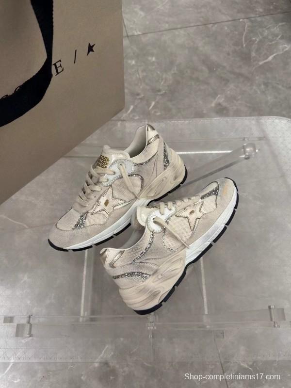 2024 Women GGDB Beige White Suede Mesh Sneakers