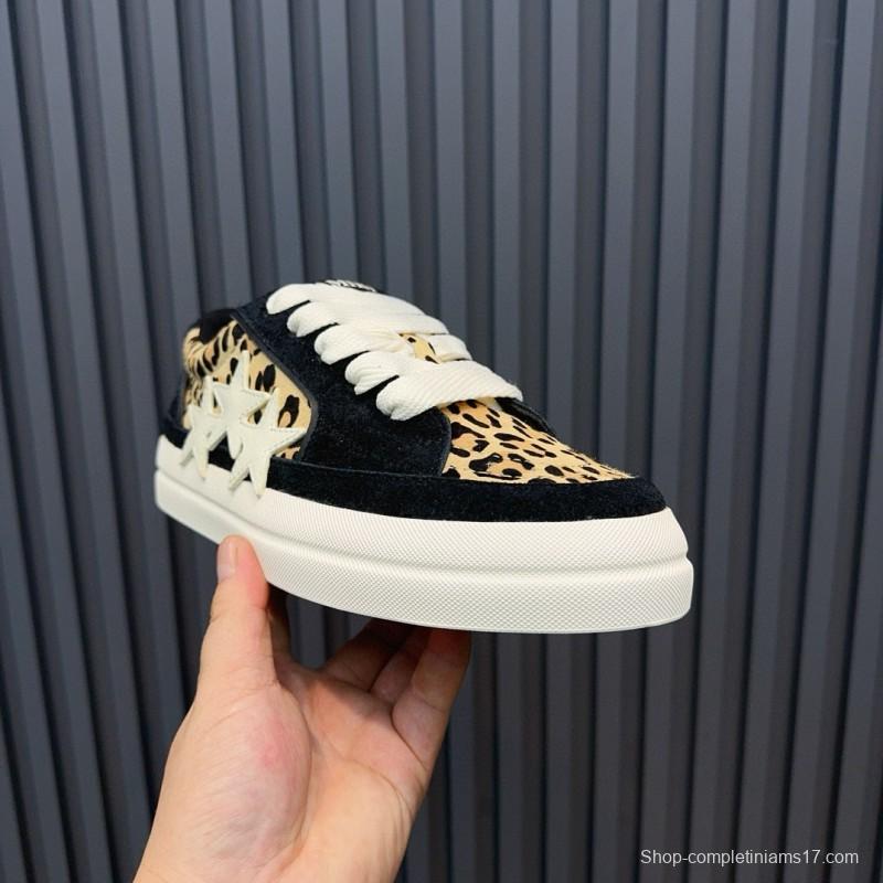 2024 Women Amiri Black Leopard Suede Leather Sneakers MJ00300