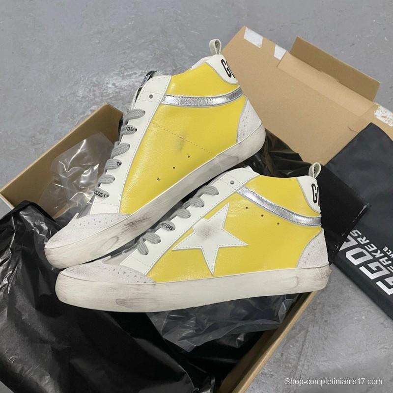 2024 Unisex GGDB Yellow White Leather Suede High Top Sneakers MJ00300